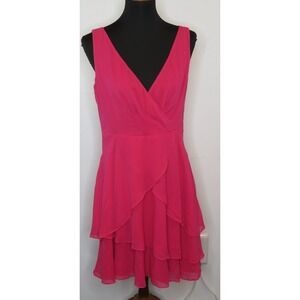 Ann Taylor Pink Sleeveless Shift Dress 10P Petite Silk NWOT Flutter Wrap Party